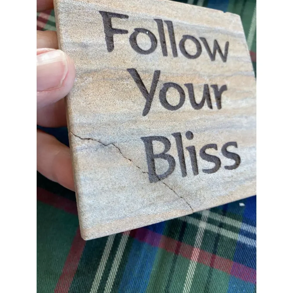 Set of 4 Yin Yang Good Vibes Cork-Backed‎ Stone Coasters